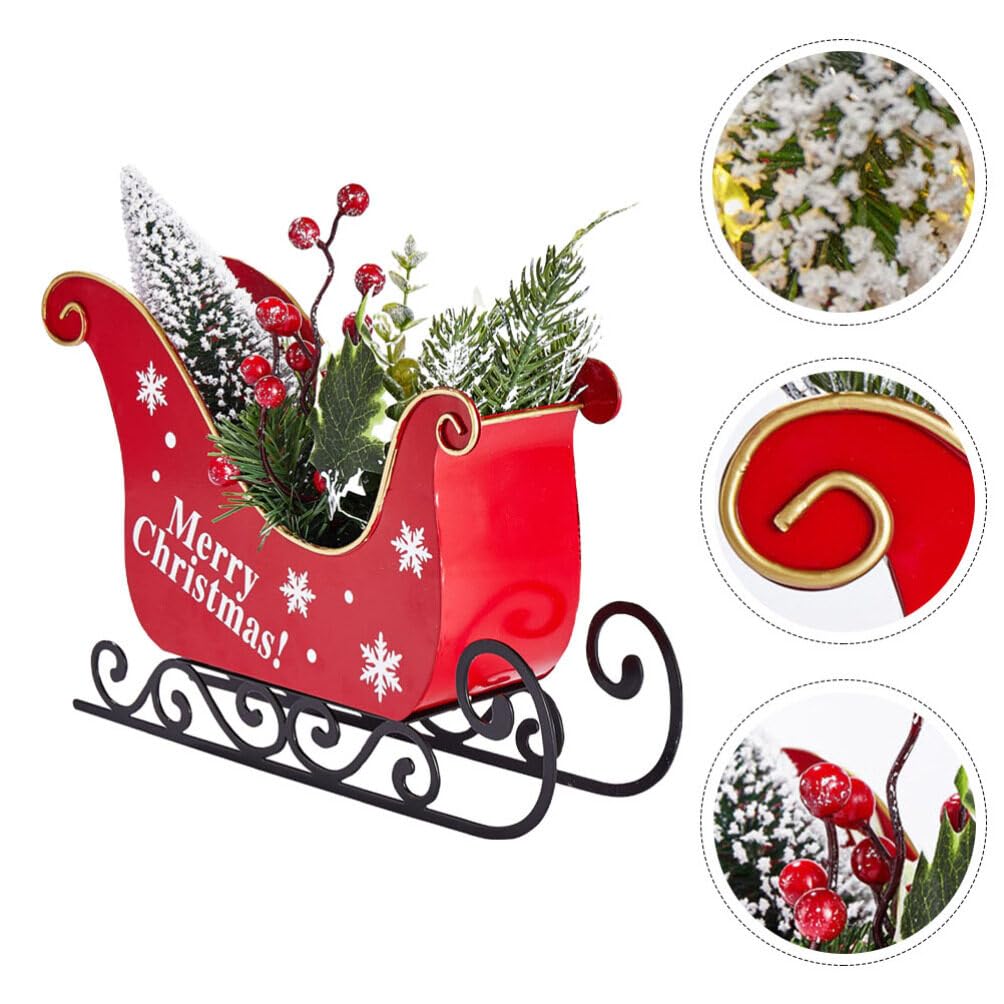 ifundom Trineo Navideño De Hierro Forjado para Decoración De Escritorio Adorno Navideño Encantador para Mesa para Decoración Navideña De Hogar
