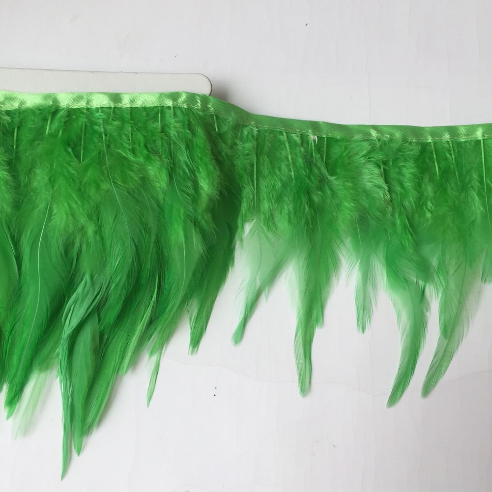 Sowder Rooster Hackle Feather Fringe Trim for Custume Dress Decoration Pack of 5 Yards(Lime Green)