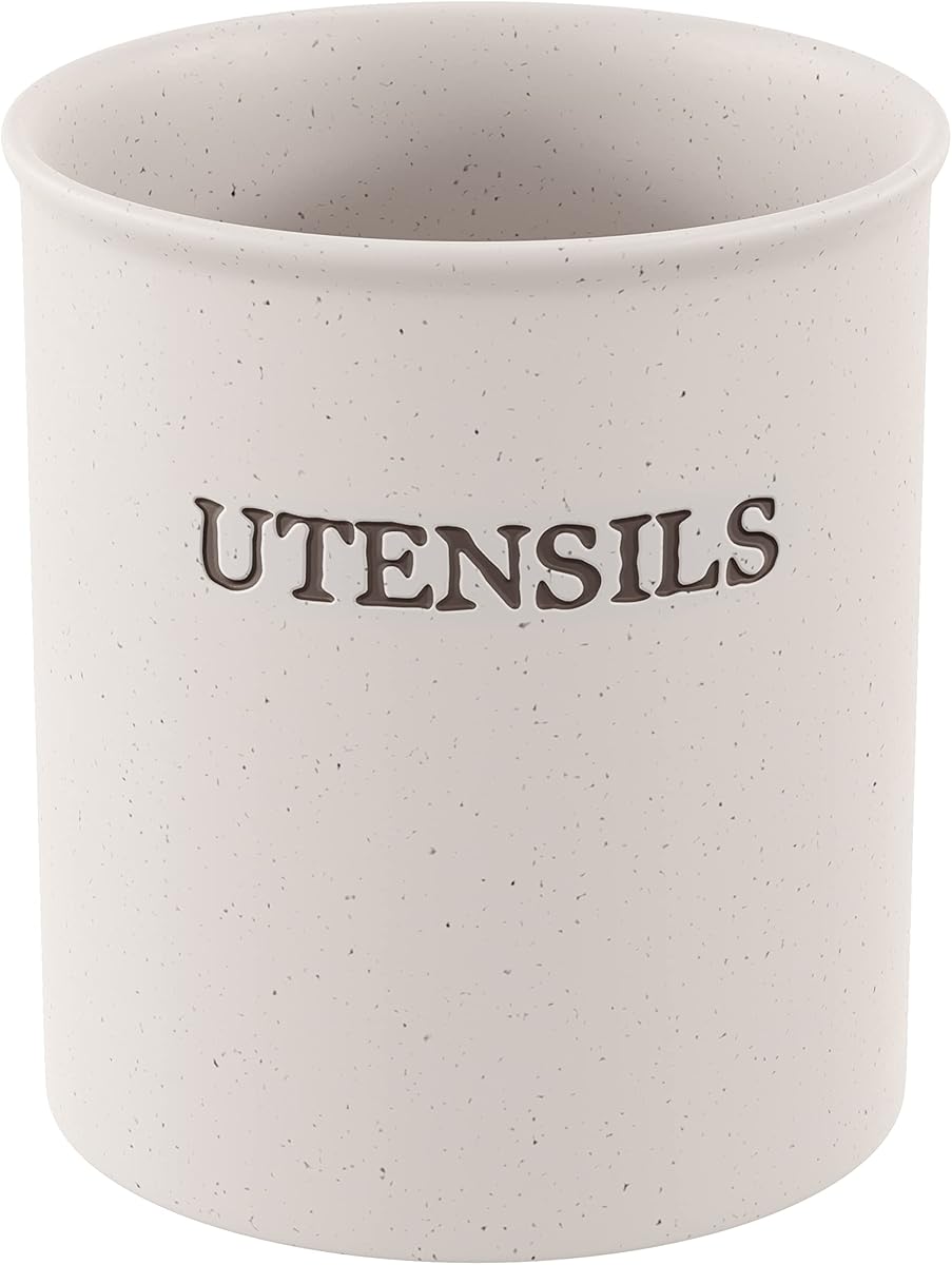 KooK - Soporte para utensilios de cerámica crema, mate, 6 pulgadas, apto para lavaplatos