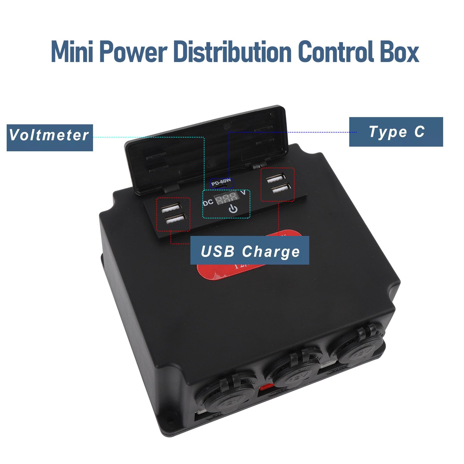 Akozon Mini -Power Distribution Control Pudełko Multifunkcyjne Inteligentne Bateria Zasilająca z USB do Przyczep Samochodów Samochodowych