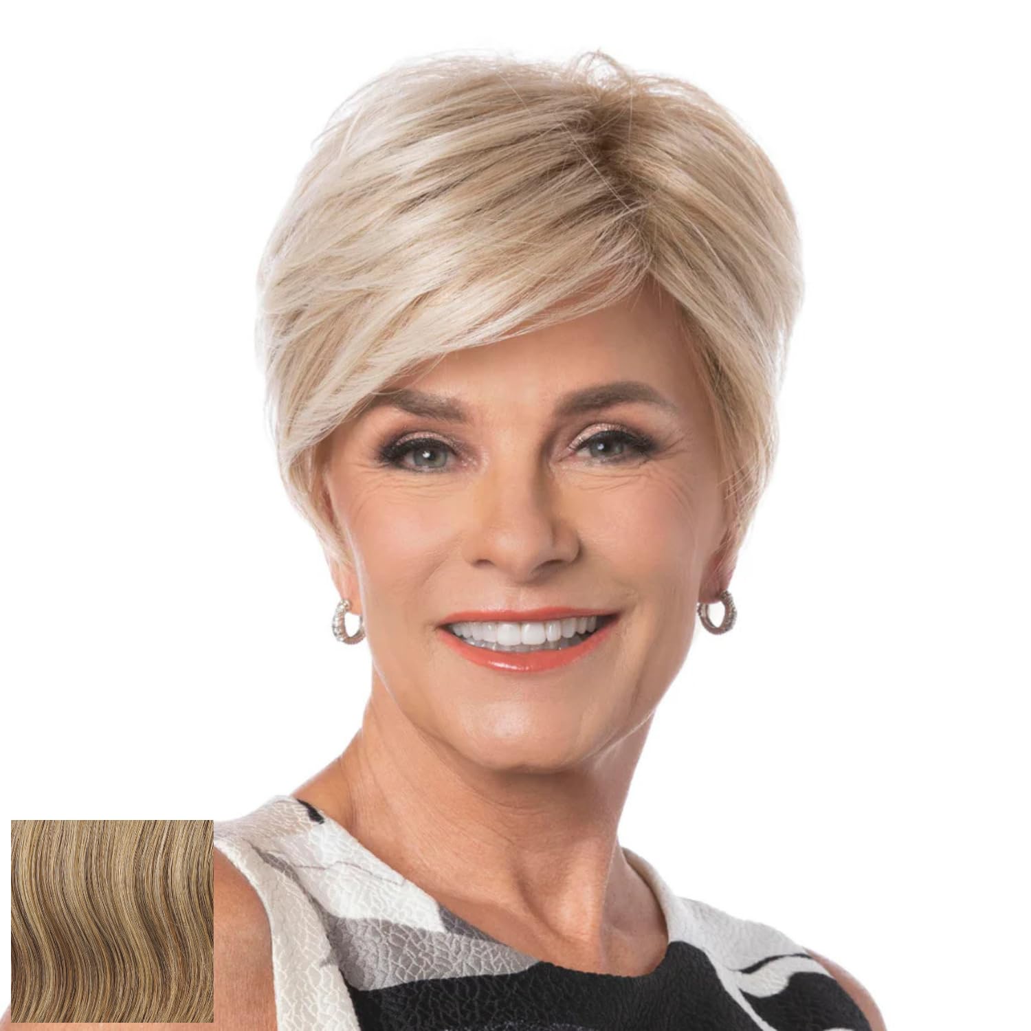 Toni Brattin Stylishly Savvy Wig - Short Cut with Textured Layering & a Sweeping Bang - Heat-Friendly Fiber Looks & Feels like Natural Hair - Adjustable & Comfo