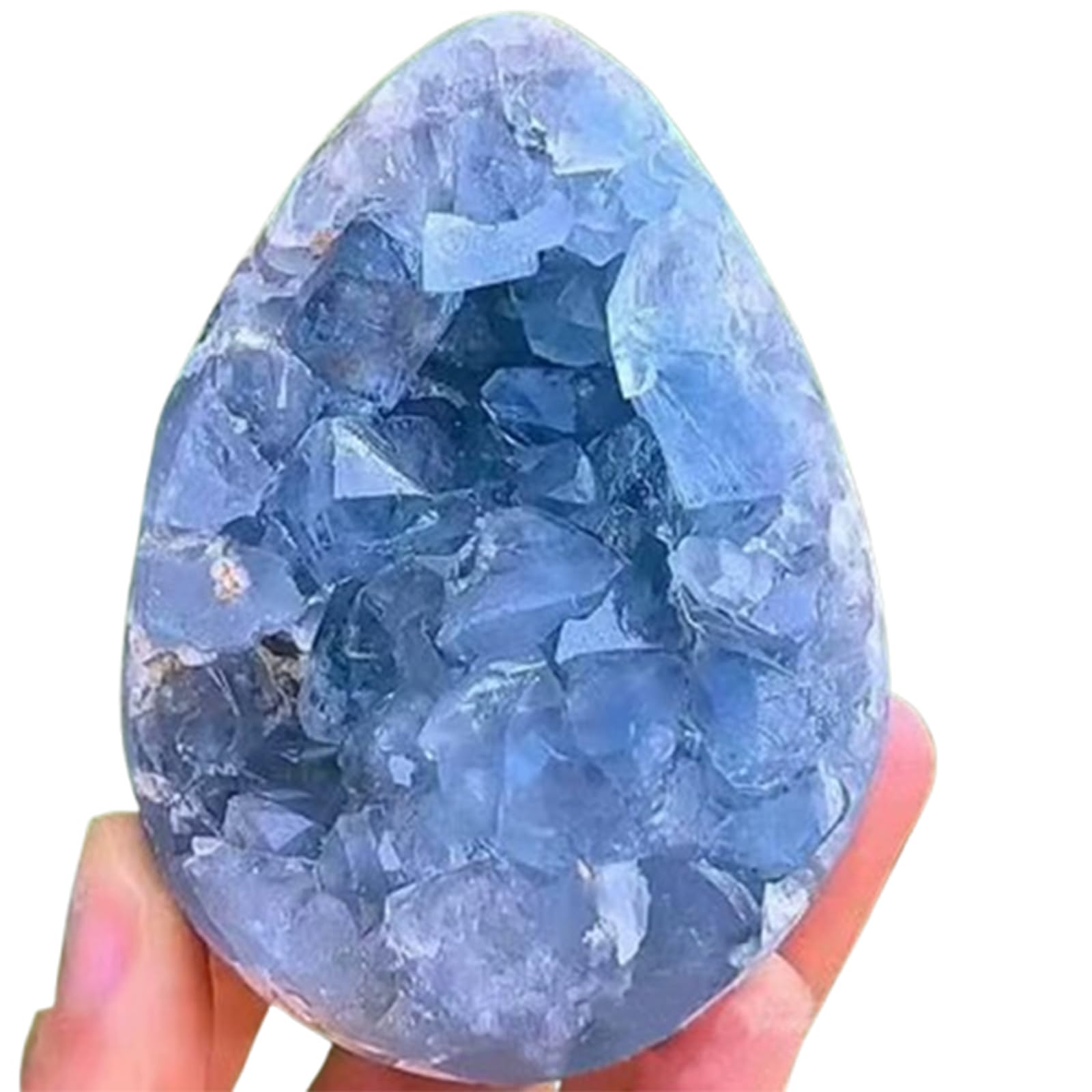 BJXKHFPIV Celestite Cluster -Blue Crystal Cave for Home Decor,Crystals Geode and Stones, Feng Shui Decoration and Collection,300~400g