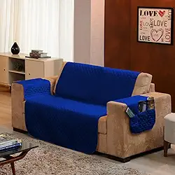 Protetor de Sofá 2 Lugares - Prático, Macio e Lavável, Ideal para Casas com Pets e Crianças – Ótimo Custo-Benefício – FV Enxovais (Azul, 2 Lugares)