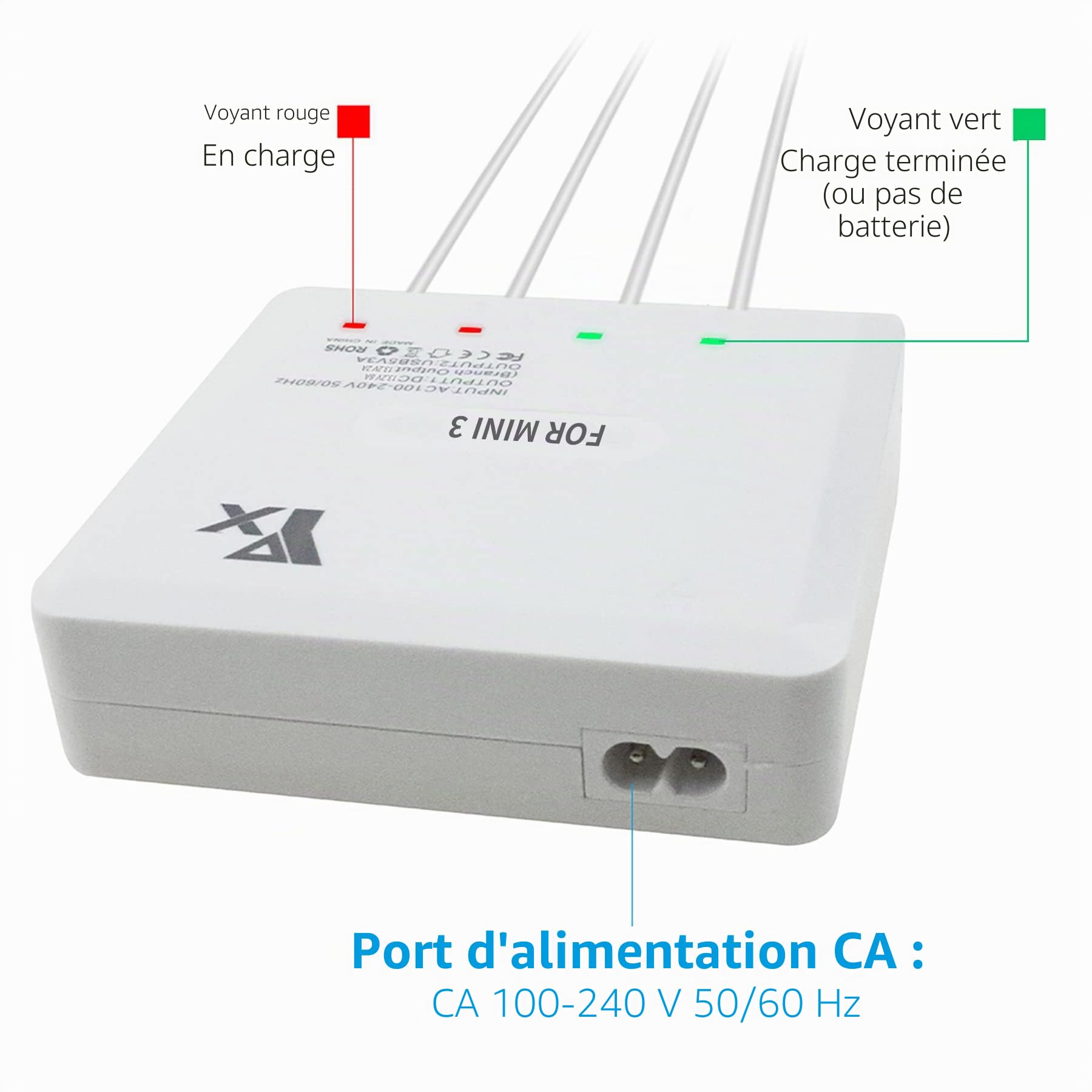 Chargeur de Batterie 6 en 1 pour DJI Mini 3, Mini 4/3 Pro Drone, Station de Recharge Hub Accessoires