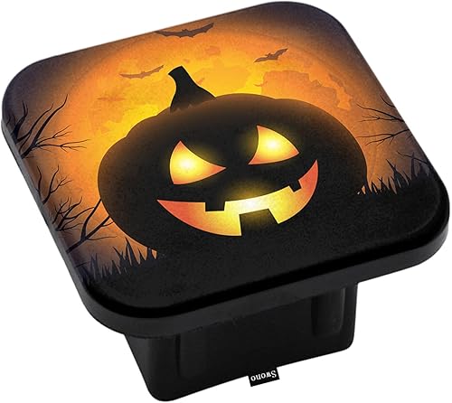 Swono Cubiertas de enganche de remolque de automóvil de calabaza, calabaza, luna, murciélagos, cuadradas, 2 pulgadas, cubiertas de enganche de