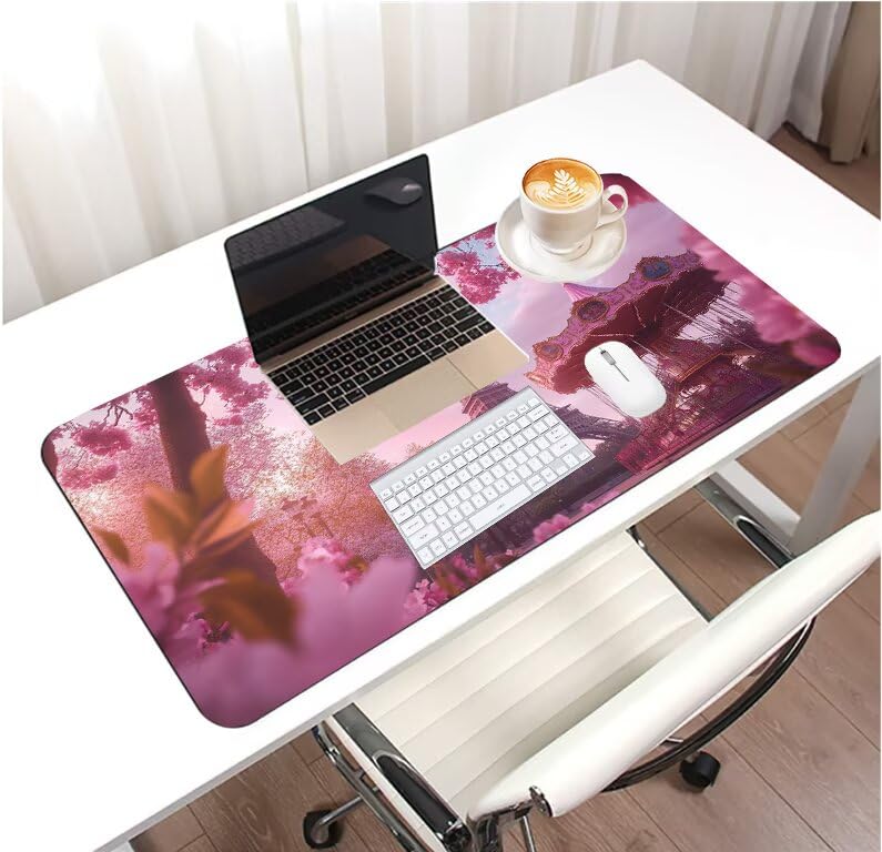 Tapis de souris rose imperméable grand format lavable - 3
