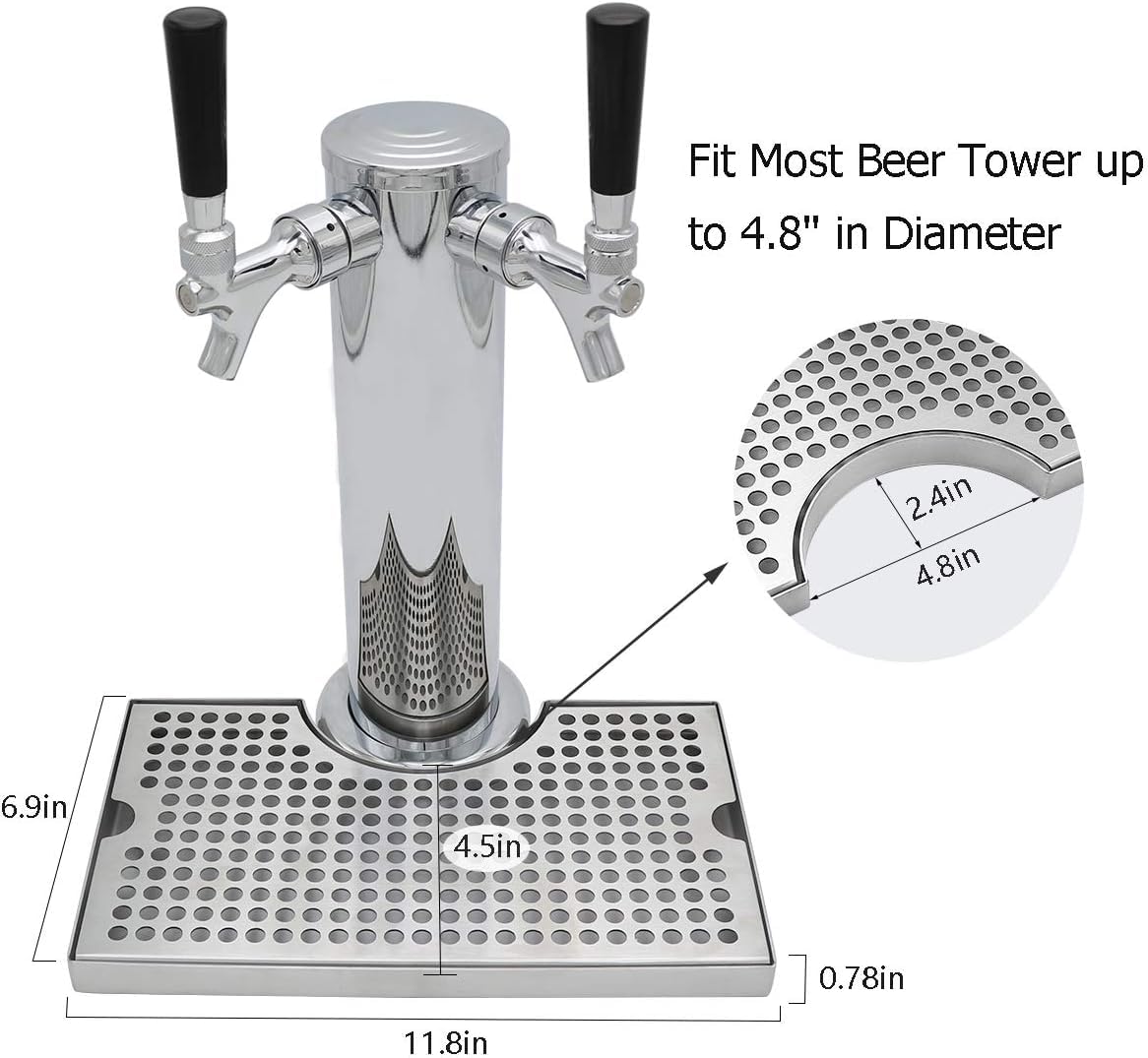 Barworks - Vassoio antigoccia per birra Kegerator, in acciaio inox, con