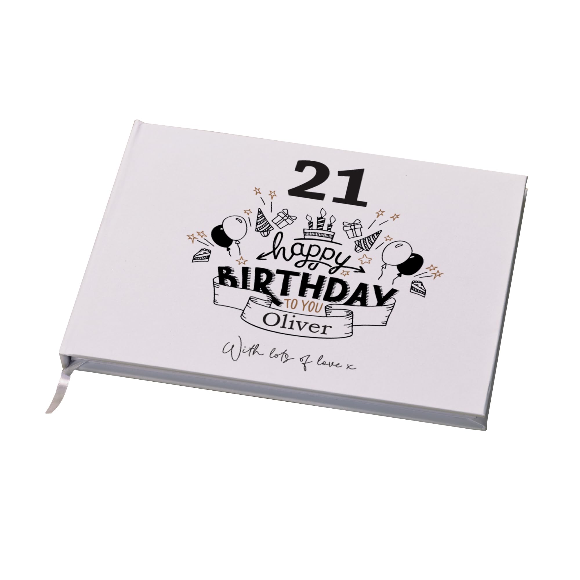 Ukgiftstoreonline White Personalised Any Age Birthday Guest Book Hard Cover 80 Pages 18Th,21St, 30Th, 40Th
