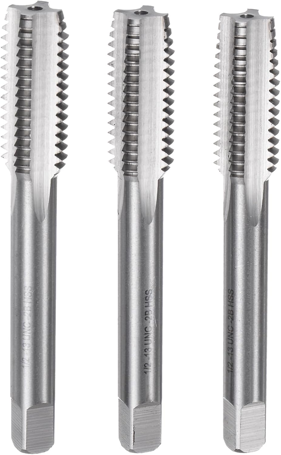 uxcell 3pcs Hand Tap Set, 1/2-13 UNC Taper/Plug/Bottom Thread Screw Taps, High Speed Steel Hand Threading Tapping Tool Kit