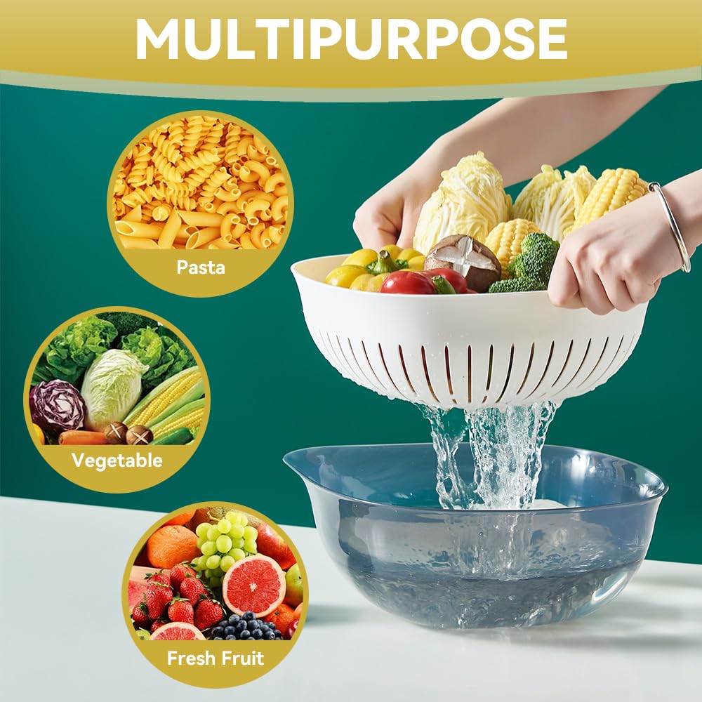 Escurridor Verduras Compra Wyxy Juego De Cuencos De Colador De Cocina 2 En  1, Cesta De Plástico Para Lavar Verduras, Cuenco De Drenaje De Doble Capa,  Coladores De Frutas Desmontables, Accesorio De, image size:1000x1000