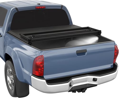 Miniatura 7 de CARMOCAR Cubierta rígida de tres pliegues para camioneta Toyota Tacoma de 5 pies, color negro, con luz LED