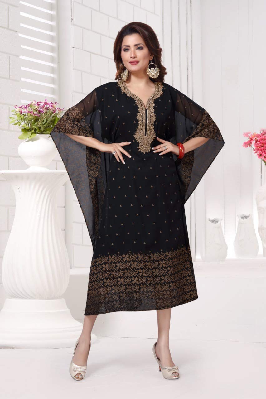 Black Kaftan with Golden Embroidery