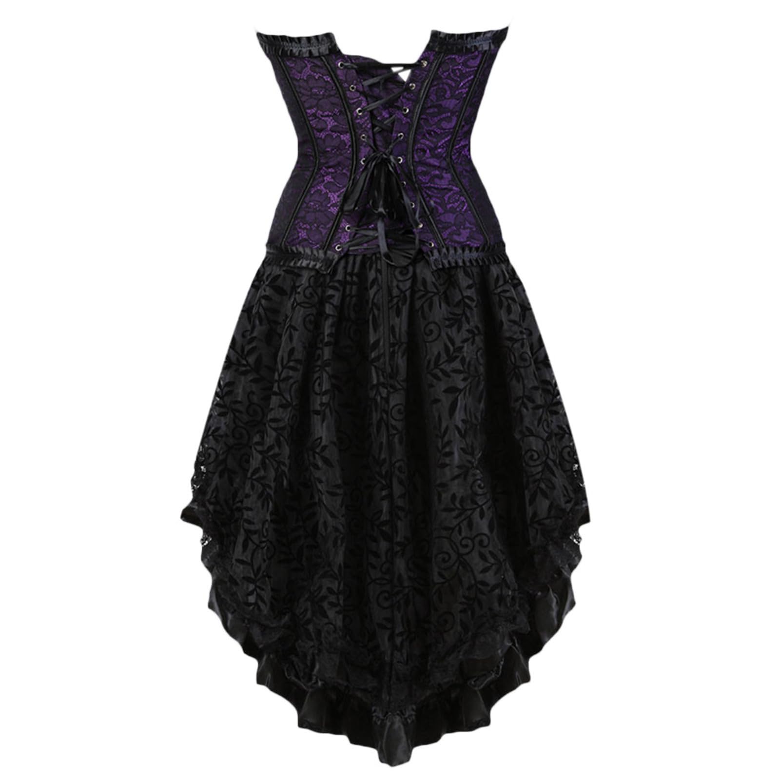 Korsett Damen Mit Tüllrock Set- Karneval Kostüm Damen Sexy Corsage Mit Rock- Schulterfreies Corset Top Rock Anzug Gothic Kleidung Damen Korsage Elegant Base Tüll Korsett Damen Pirat Für Karneval Party