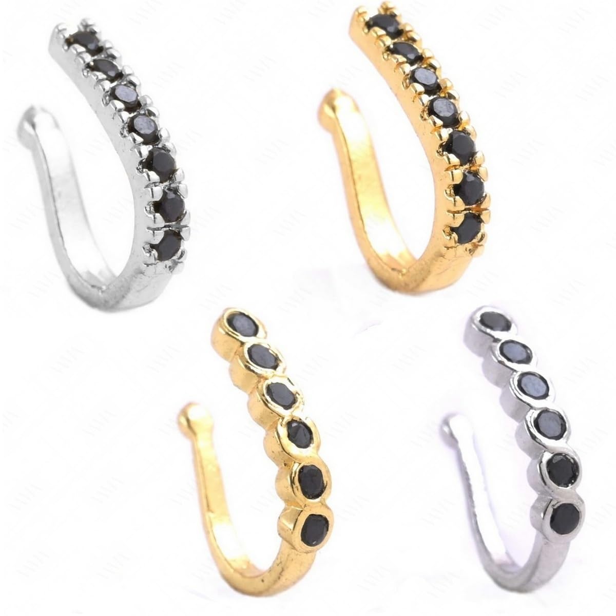 VAMA FASHIONS Black Stone Without Piercing Clip on Nosepin Pressing Type Combo Stud Nose ring for Women - 4 Pcs (B0D5VLRFSP) Amazon Price History, Amazon Price Tracker
