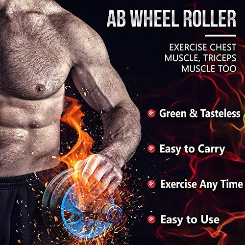 Image of LEAFED Anti-Skid Double Wheel AB Roller with Knee Mat | Heavy Duty Steel Handle Ab Exercise Equipment | Core & Abs Workout Roller for Men & Women-Assorted Color (Black-Green /Blue /Yellow)