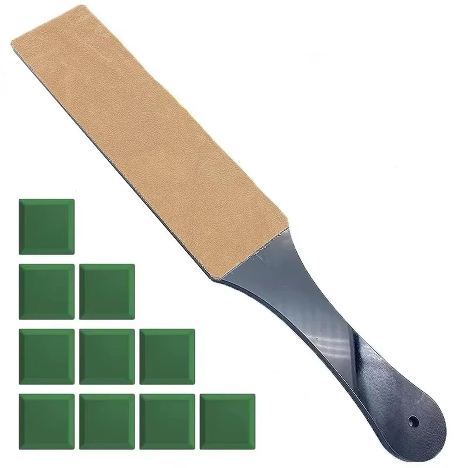 Cinghia abrasiva in pelle Kit di affilatura in pelle a doppio lato for affilare coltelli con composto lucidante(Color 7)