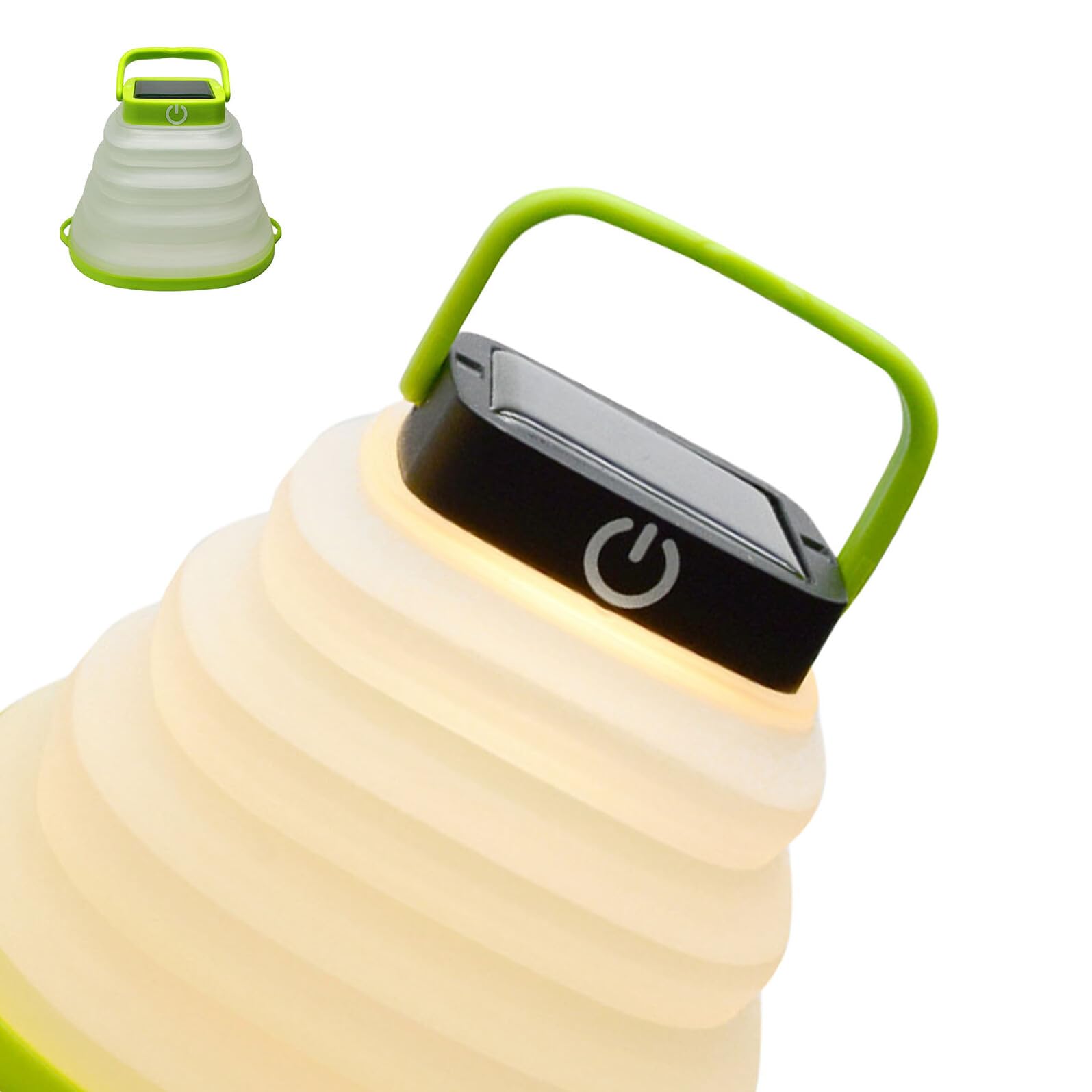Linterna LED Portátil Plegable Solar USB 6 Uds Verde para Acampar | 500 Mah, Abs Asa, Ip67, para Colgar en Tiendas y Ramas, Uso en Emergencias