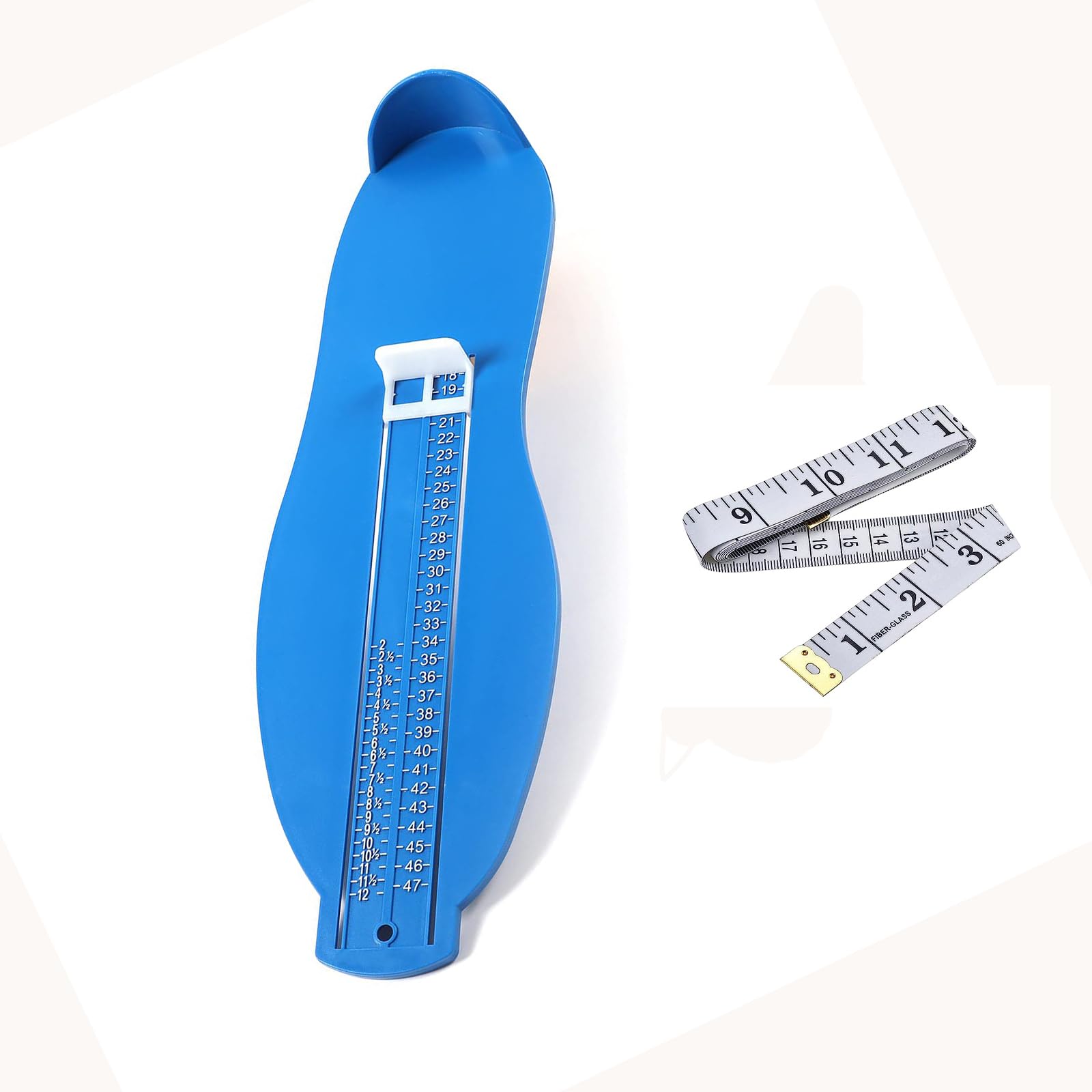 Pedimetre Enfants et Adultes,Mesure Pied Pointure Chaussure Mesurer Tailles de Mesure avec Ruban à Mesurer Pieds Tailles Britanniques 2-12/ EU 18-47 pour Jauge de Chaussure Britannique Azul