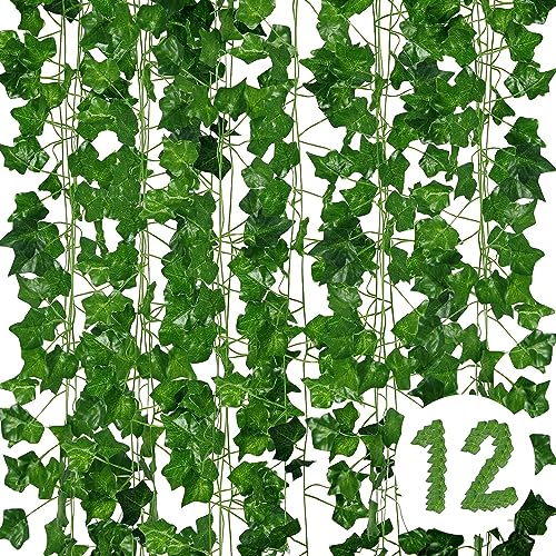 Vinabo Enredaderas Artificiales, Home Deco Plantas Hiedra Artificial Colgantes Decoración Hojas Follaje Falsas para Cocina, Patio, Columpio, Boda, Oficina, Fiesta (12 Piezas 2,1 m)