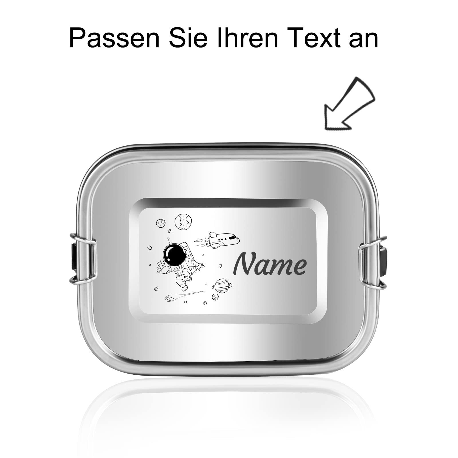 Bento Box in Acciaio Inossidabile, Portamerenda con Nome - Testo di Incisione Personalizzato, Lunch Box per Bambini e Adulti, Contenitore per Il ​Pranzo a Prova ​di Perdite con Divisorio (1200ml)