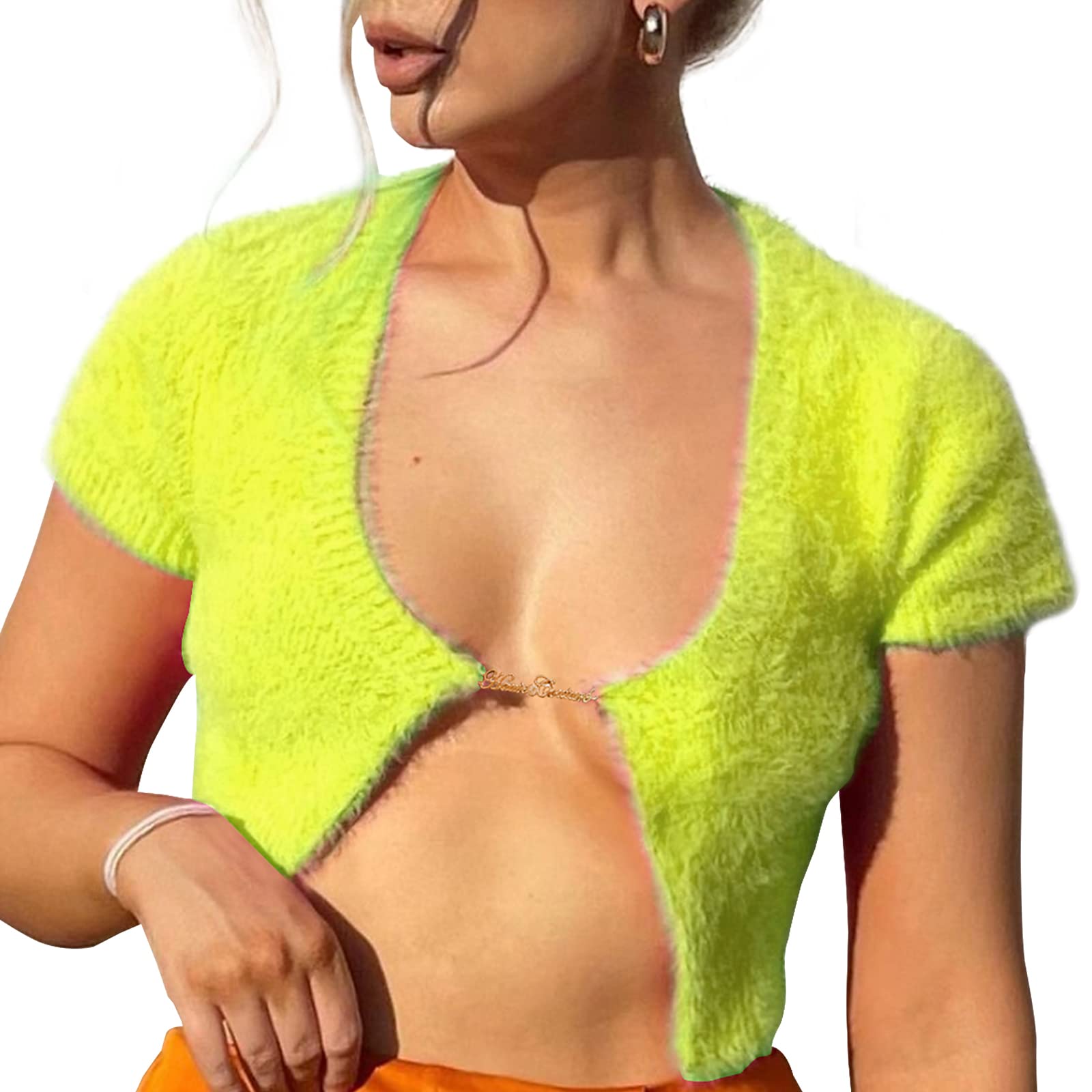 Women's Short Sleeve Cardigan Open Front Fashion Lightweight Soft Short Sweater Outerwear