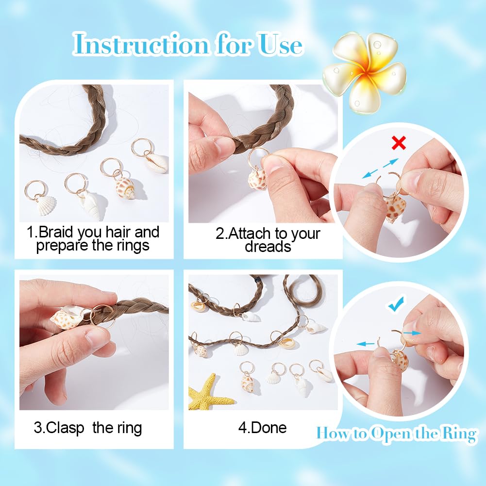 60 Accessori Capelli A Tema Spiaggia - Conchiglie Per Trecce E Dreadlocks, Stile Boho - Foto 6