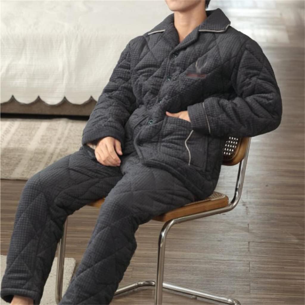 Men's Pajamas Autumn And Winter Coral Fleece Quilted Large Size Flannel Thickened Home Service Suit