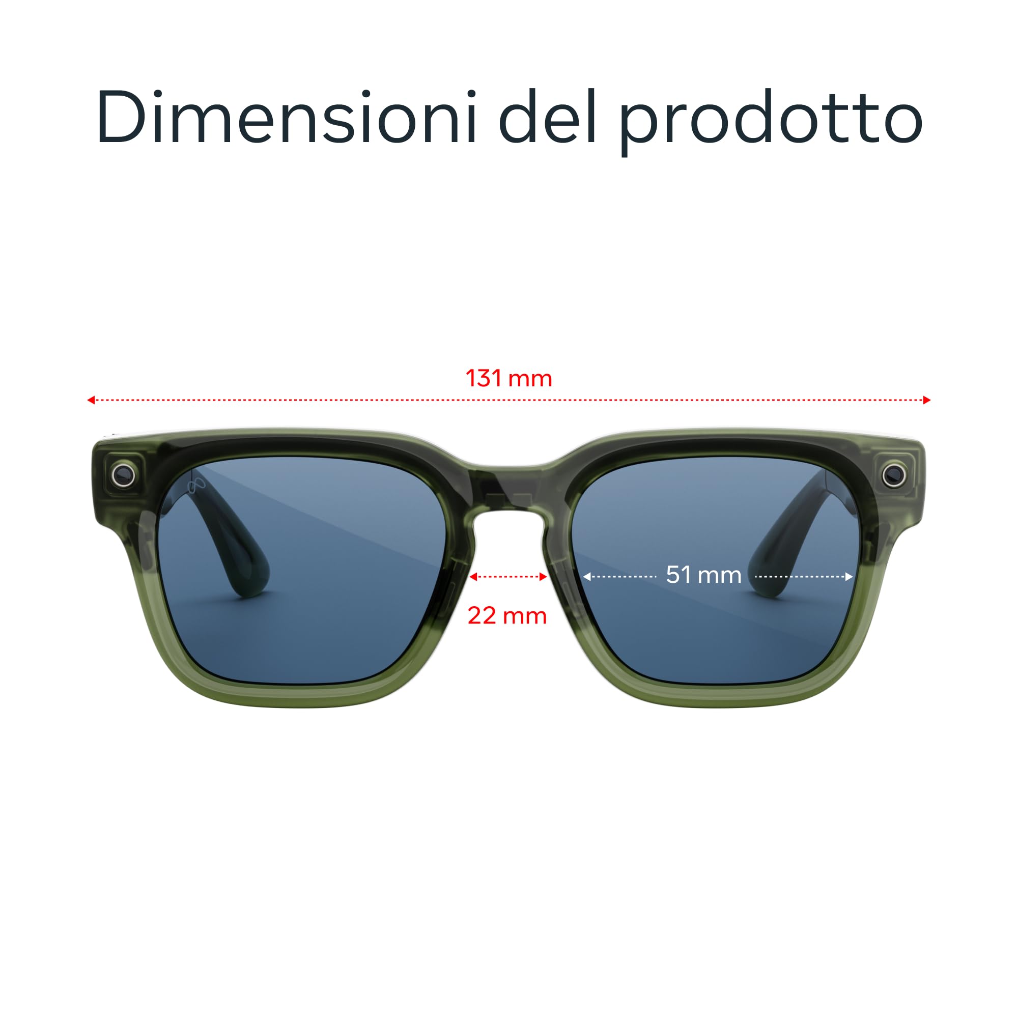 Meta Fury Racing Green | AI glasses unisex, Fotocamera da 12 MP, Traduzione in tempo reale — Risoluzione 3K HD — Oltre 8 ore di autonomia — Lenti Light Blue Atlantic