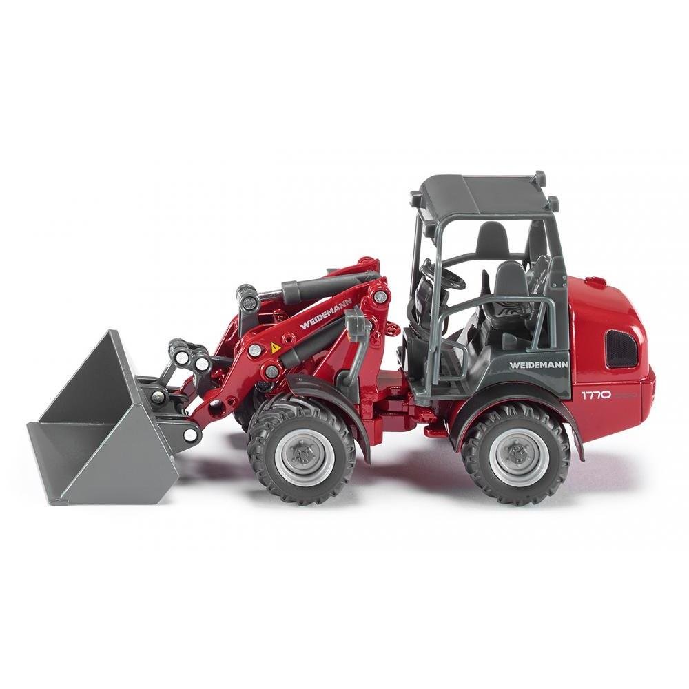 Siku 3059, Cargadora Weidemann Hoftrac, 1:32, Metal/Plástico, Rojo, Brazo de Carga y Pala móviles