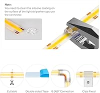 Vista 4 de BTF-LIGHTING FCOB COB LED Strip CCT IP65 Flexible High Density 16.4FT 640LED/m Tunable 3000K-6000K DC12V CRI 90+ Dimmable Light Ribbon for Bedroom