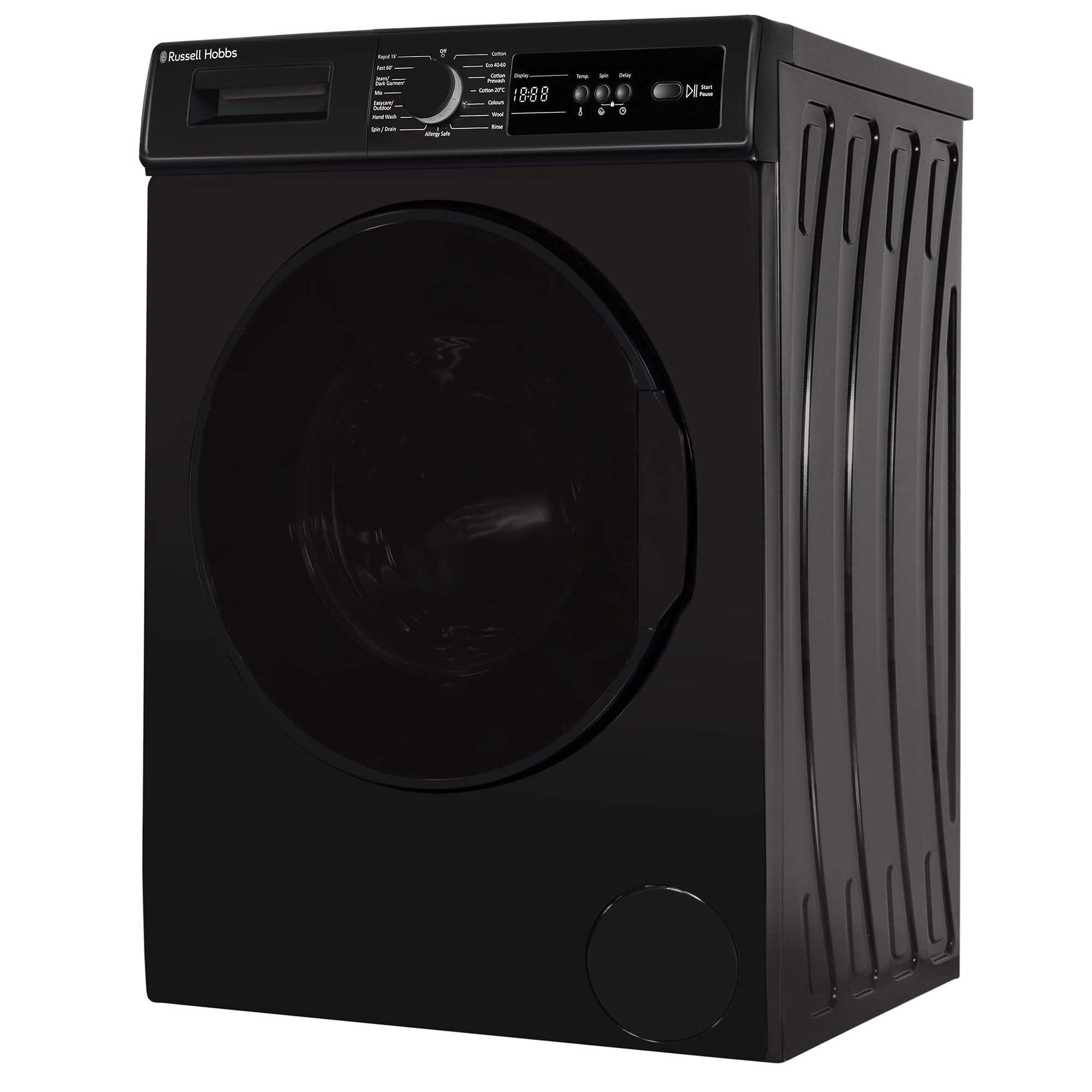 Russell Hobbs Freestanding Washing Machine, 8kg Capacity, 1400 rpm, 15 Programmes, Eco Technology, Rapid Wash Cycles, Black, RH814W111B — view 8