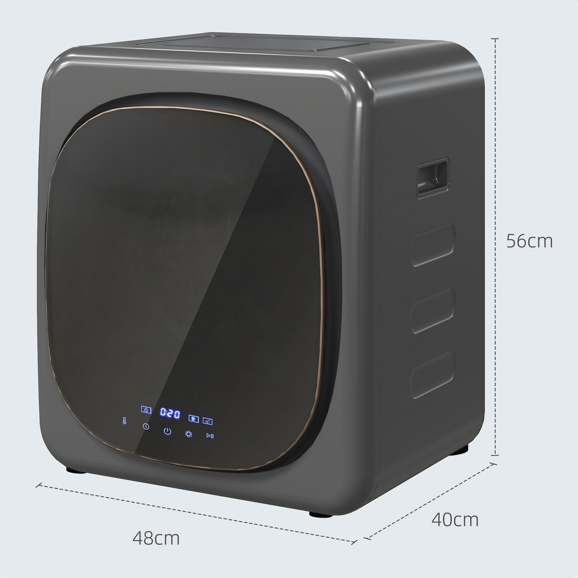 HOMCOM Mini asciugatrice con 6 programmi, touch screen a LED, 4 kg, fino a 60 °C, 800 W, autoportante, montaggio a parete, con protezione contro il surriscaldamento, asciugatura per vestiti, grigio