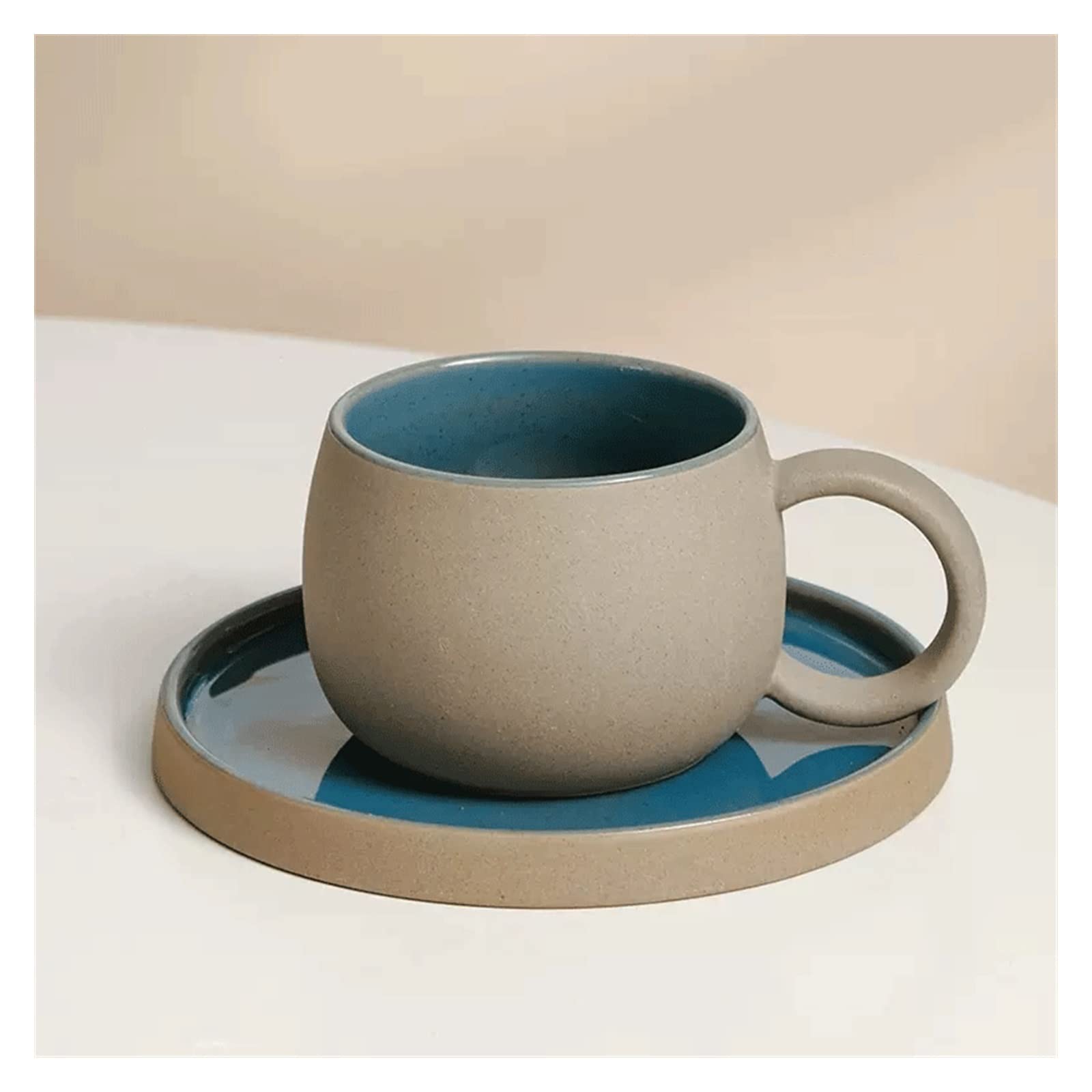 OLSKFUH Home Ceramic Coffee Cup Set Vintage Coarse Tea Exquisite Water Decor,Blue
