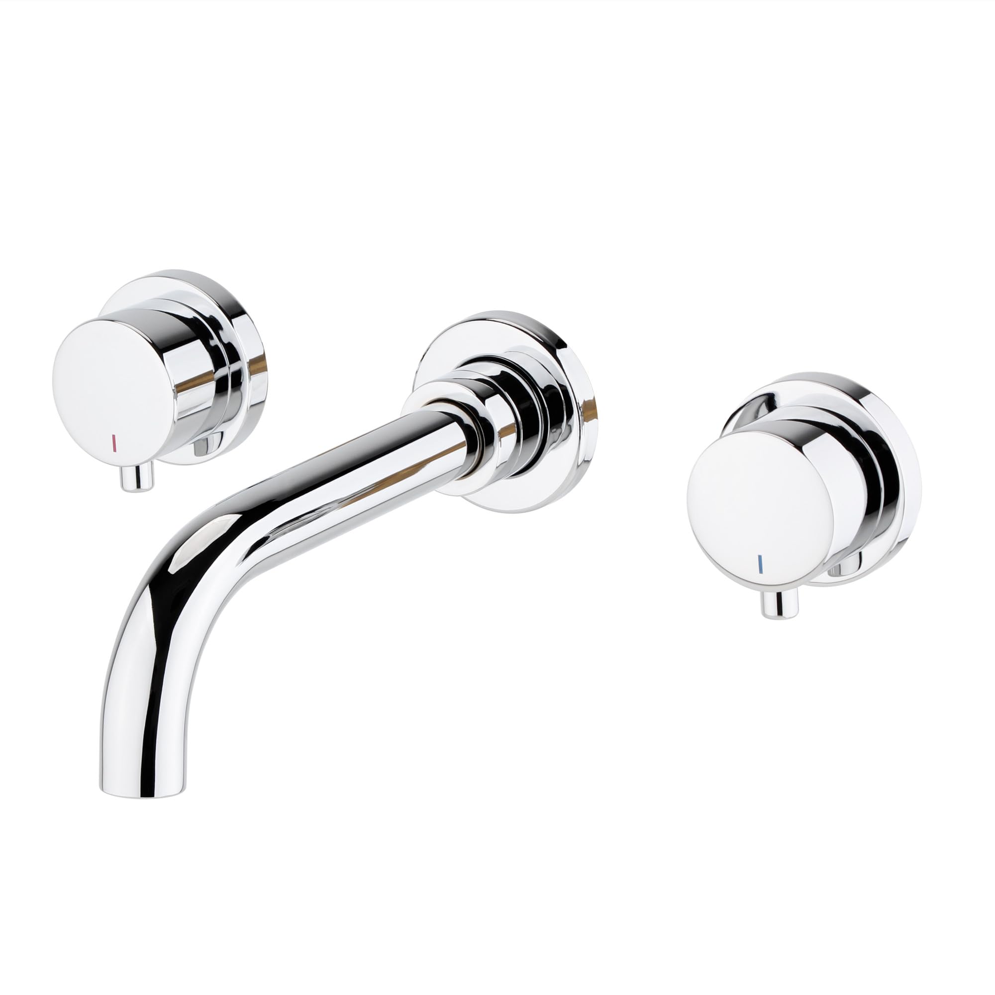 ENKI, Zara, BT1705, Chrome, Wall Mounted Basin Mixer Tap, Twin Levers, 3 Hole, Solid Brass, Easy Clean, Modern Design, Easy to Install, 1-Year Guarantee โ image 1