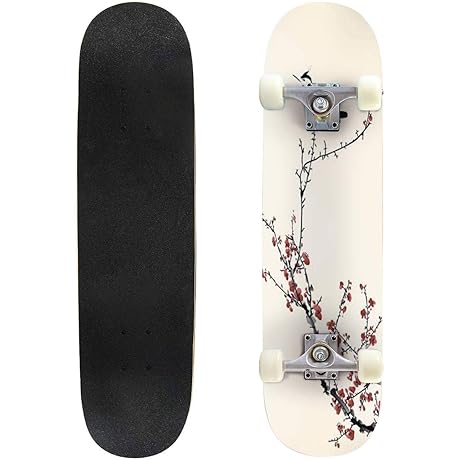 Cherry Blossom Bird Skateboard: Blossoming Grace on Every Ride