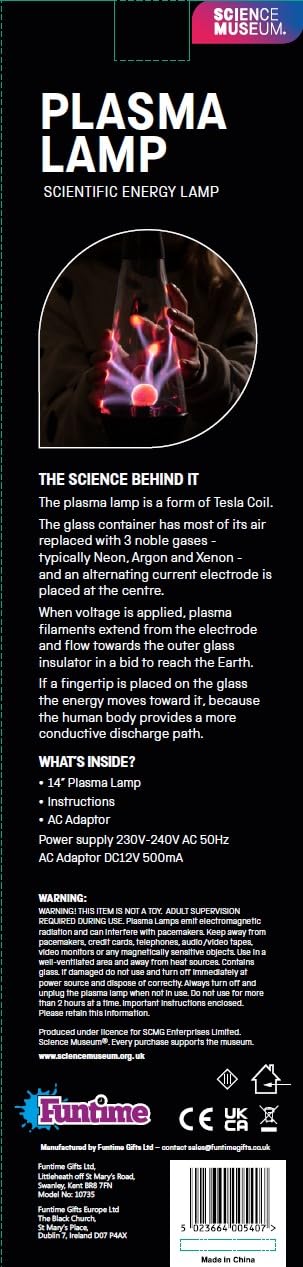 Funtime Gifts Science Museum - Lampada al plasma da 14,5 pollici, display interattivo Lightning con attivazione touch