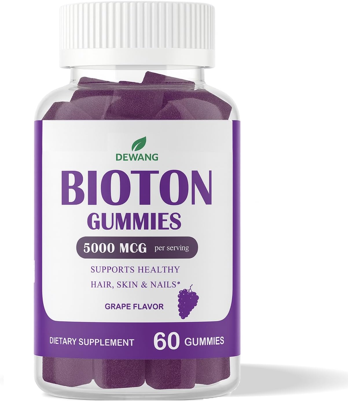 Biotin Gummies for Hair Skin & Nails – High Strength 5000 mcg Biotin with Collagen, Zinc & Vitamin C | Vegan, Sugar-Free, Non-GMO | Supports Healthy Hair Growth, Strong Nails & Glowing Skin | 60 Count