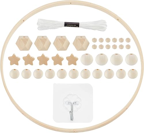 stallry 1 Unidades de guardería móvil DIY marco de madera cuna móvil carillón de viento cama suspensión móvil madera marco adornos kit hecho a mano