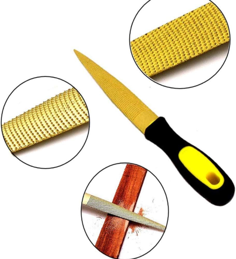 File And Rasp Set,Wood Rasp Set Flat,Half Round,Triangle And Round File,Assorted File for Sharping Wood And Metal,Golden Tapered Wood Rasp File And 4 Way Wood Rasp File(10 Piece)