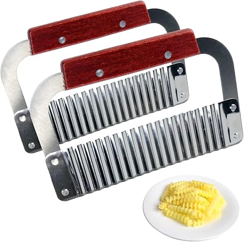 Juego de 2 herramientas de corte onduladas y arrugadas, cortadores de arrugas para verduras de zanahoria, cortador de papas, cuchillo de corte de