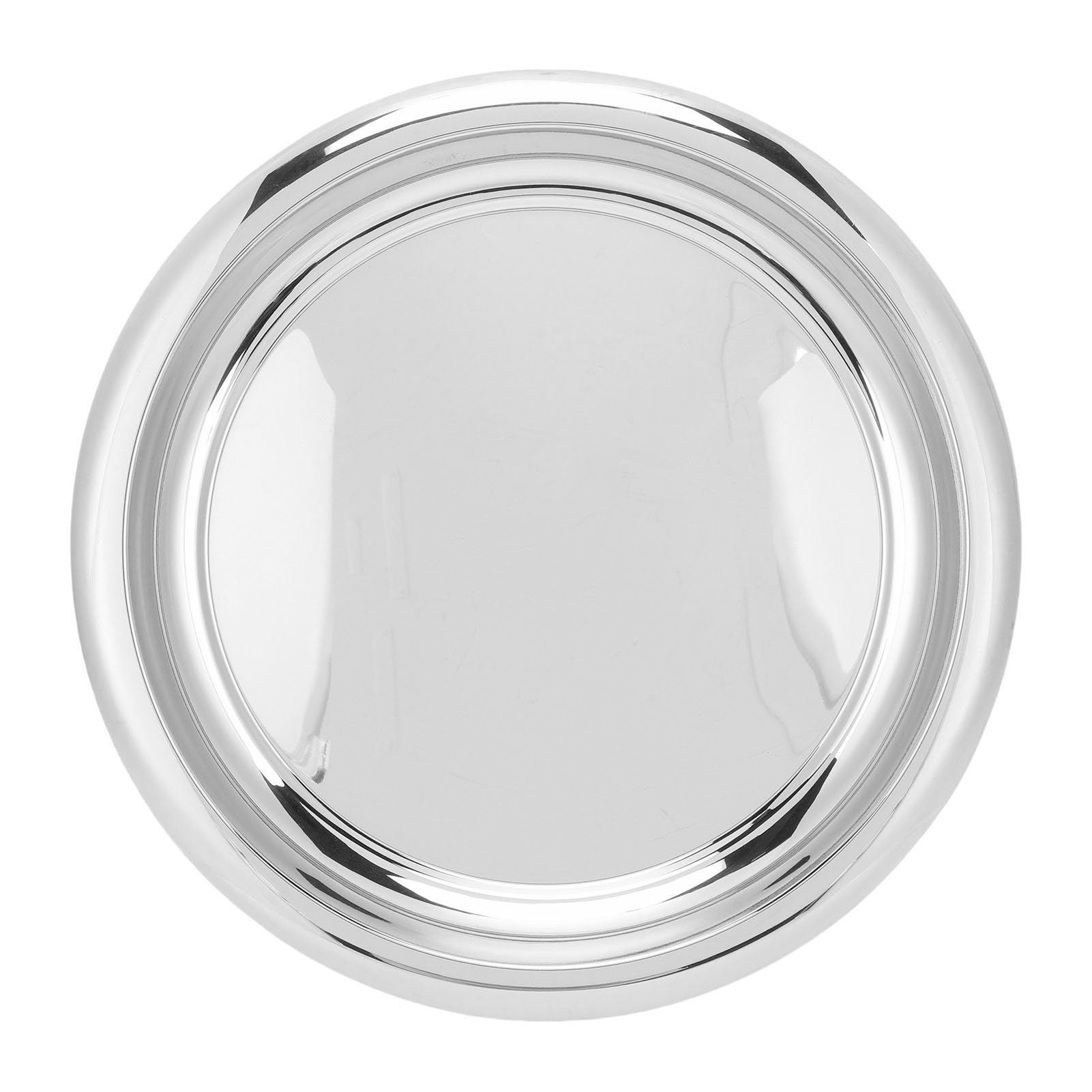 Buachois Vassoio Rotondo in Acciaio Inossidabile, Vassoio Servizio 35cm Specchiato Argento per Bevande Spuntini Dessert Bar