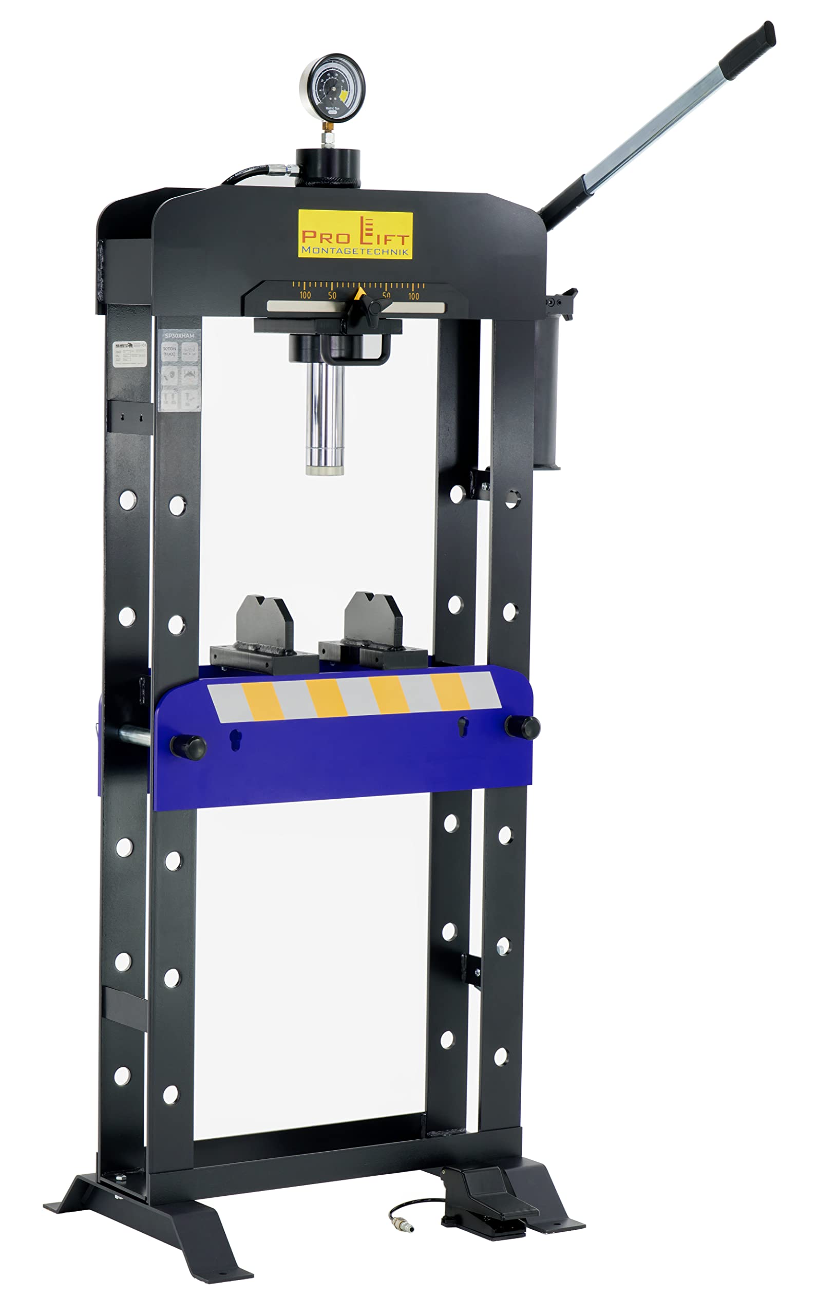 Werkstattpresse 30t Hydraulik-Presse manuell + pneumatisch Industriepresse geschweißte Ausführung Werkstatt Zylinder verschiebbar Pneumatikpresse