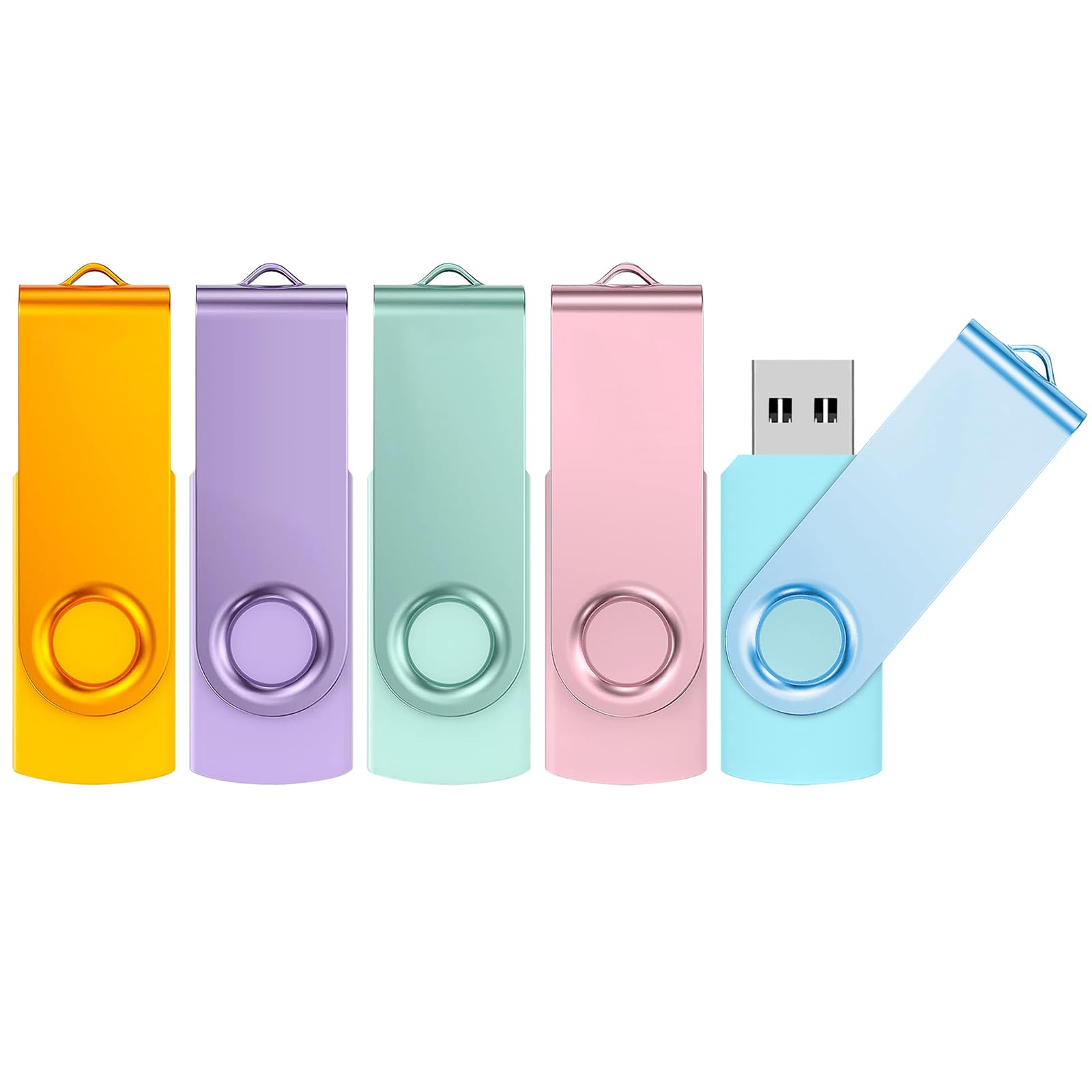 Chiavetta USB 64GB 5 Pezzi ABLAZE USB 3.0 PenDrive 64GB Girevole Pennetta USB per Archiviazione Dati con Corda (5 colori)