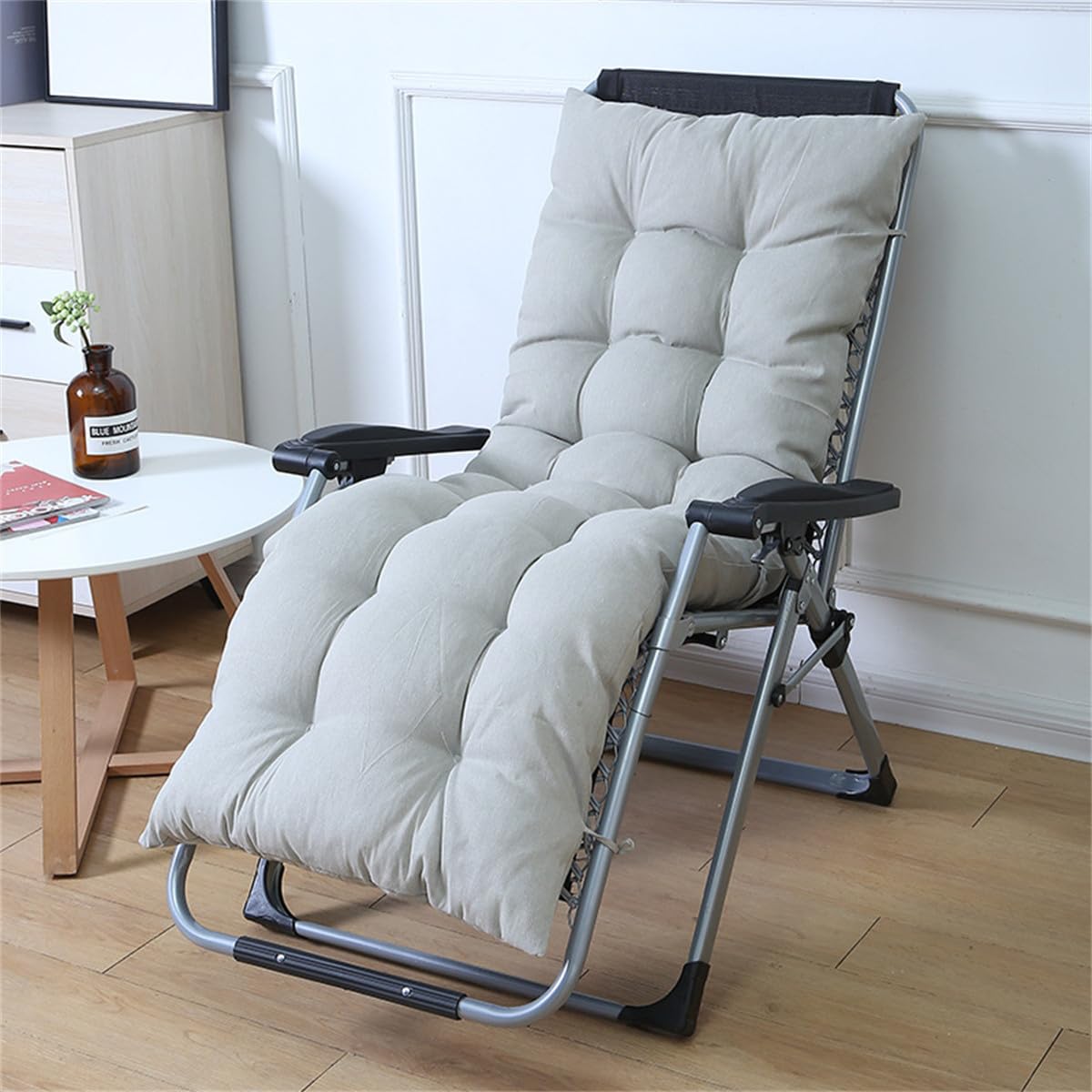 Highdi Sun Lounger Cushions, Modern Thickened Recliner Chair Cushion Garden Sunloungers with Non-Slip Straps for Outdoor Indoor Garden Patio Sunbed Beach Chair (Gray,55x120cm)