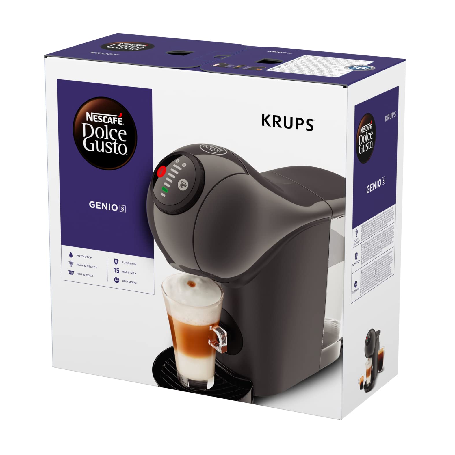 NESCAFÉ Dolce Gusto Genio S by KRUPS Kaffeekapselmaschine 15 Bar ultra-kompakt anthrazit KP243B