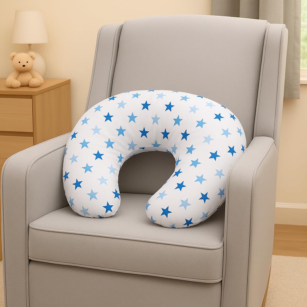 For Your Little One Single Pillow - Blue Stars Breast Feeding Maternity Nursing Pillow Support | Mother & Baby Awards Shortlisted (Blue Stars)