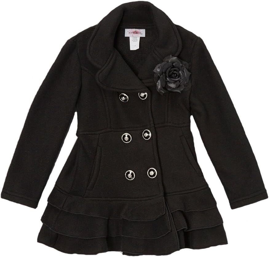 Floral Fleece Peacoat 6 Black