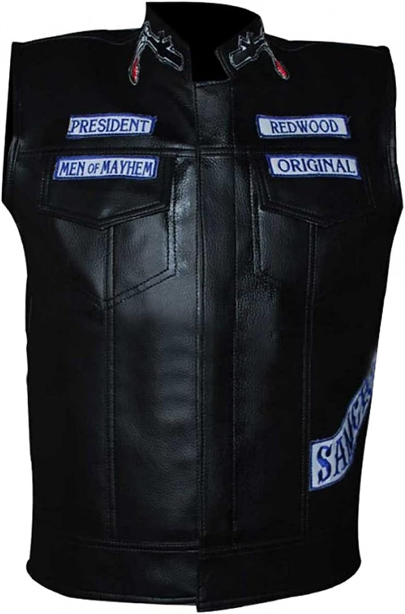 Chaleco de cuero para hombre, chaqueta Jax Teller para motocicleta, chaleco de piel sintética para cosplay, motero, club, California