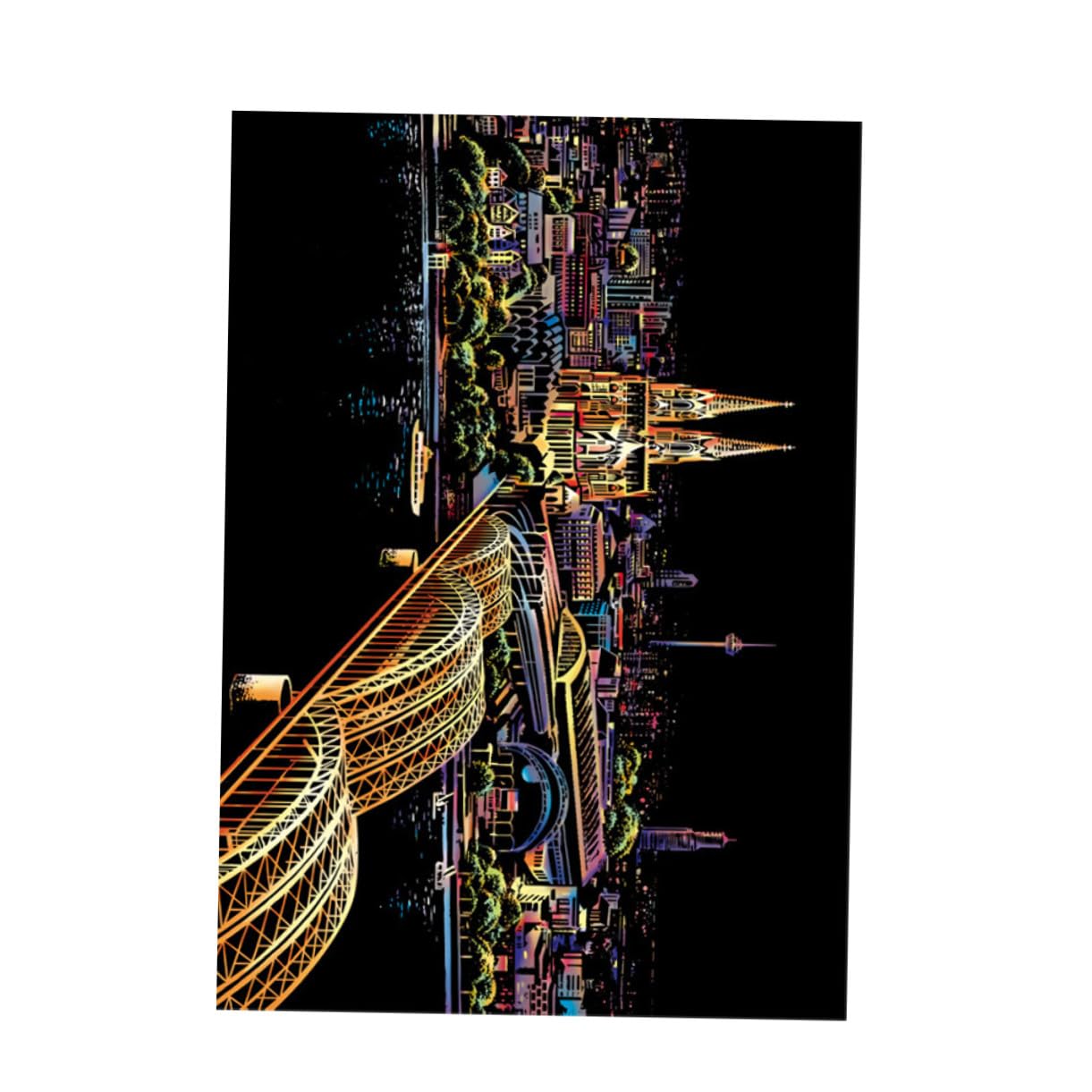 Motif Cathédrale de Cologne Outil de Décompression Sûr pour Dessin à Gratter pour Adultes en Papier et Présent DIY Loisirs Créatifs et Décoration