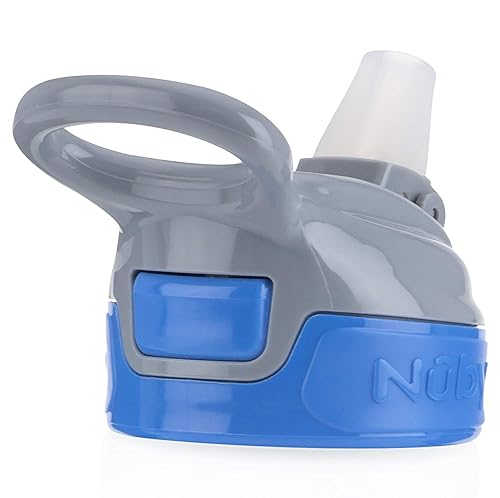 Miniatura 6 de Nuby Thirsty Kids - Botella de agua con boquilla suave abatible para niños con banda de fácil agarre, tiburones azules, 12 onzas